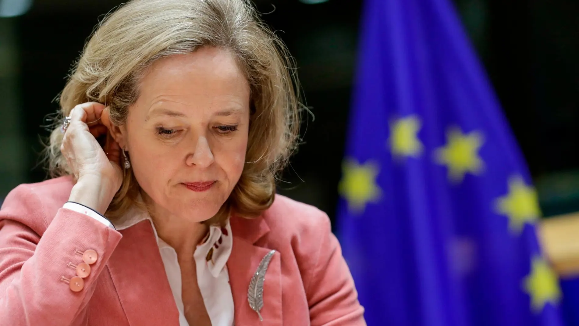 Nadia Calviño, durante una reunión del Comité de Asuntos Económicos y Monetarios hoy en el Parlamento Europeo. EFE/ Stephanie Lecocq