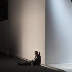 Un hombre con su ordenador en el reciente MWC de Barcelona