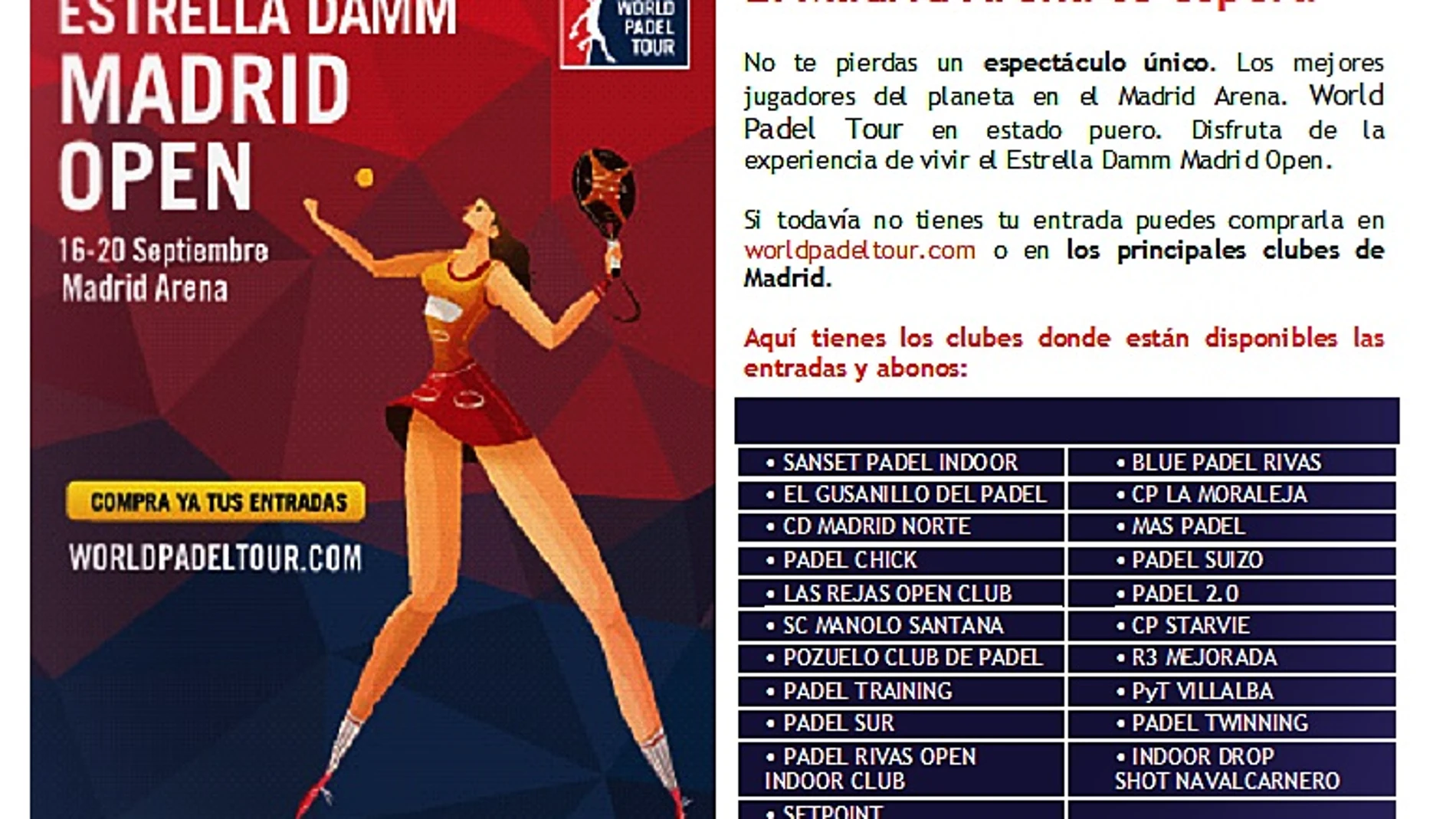 Compra tu entrada para el Open de Madrid
