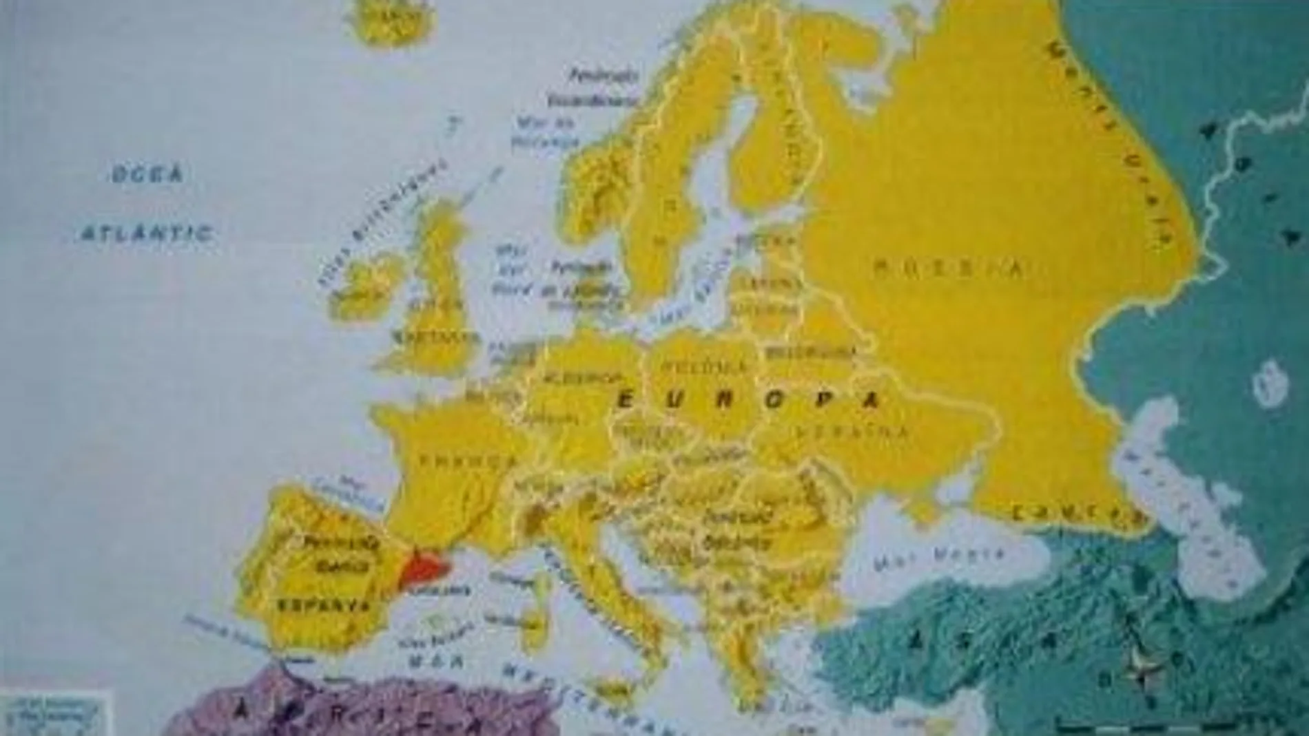 Mapa en el que se sugiere que Cataluña es un país independiente