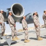 Soldados turcos en la base militar que Turquía posee en Qatar, ayer