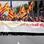 ERC se manifestó ayer en defensa del «trabajo digno» en el centro de Barcelona