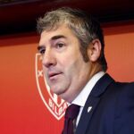 El presidente del Athletic de Bilbao, Josu Urrutia, durante la conferencia de prensa que ha ofrecido hoy.