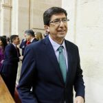 El líder andaluz de Ciudadanos, Juan Marín, en el Parlamento andaluz