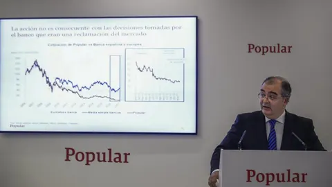 El presidente del Banco Popular, Ángel Ron, durante la presentación de los resultados de 2016