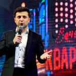 El comediante ucraniano Vladímir Zelenski durante un espectáculo en Kiev. EFE/ Stepan Franko