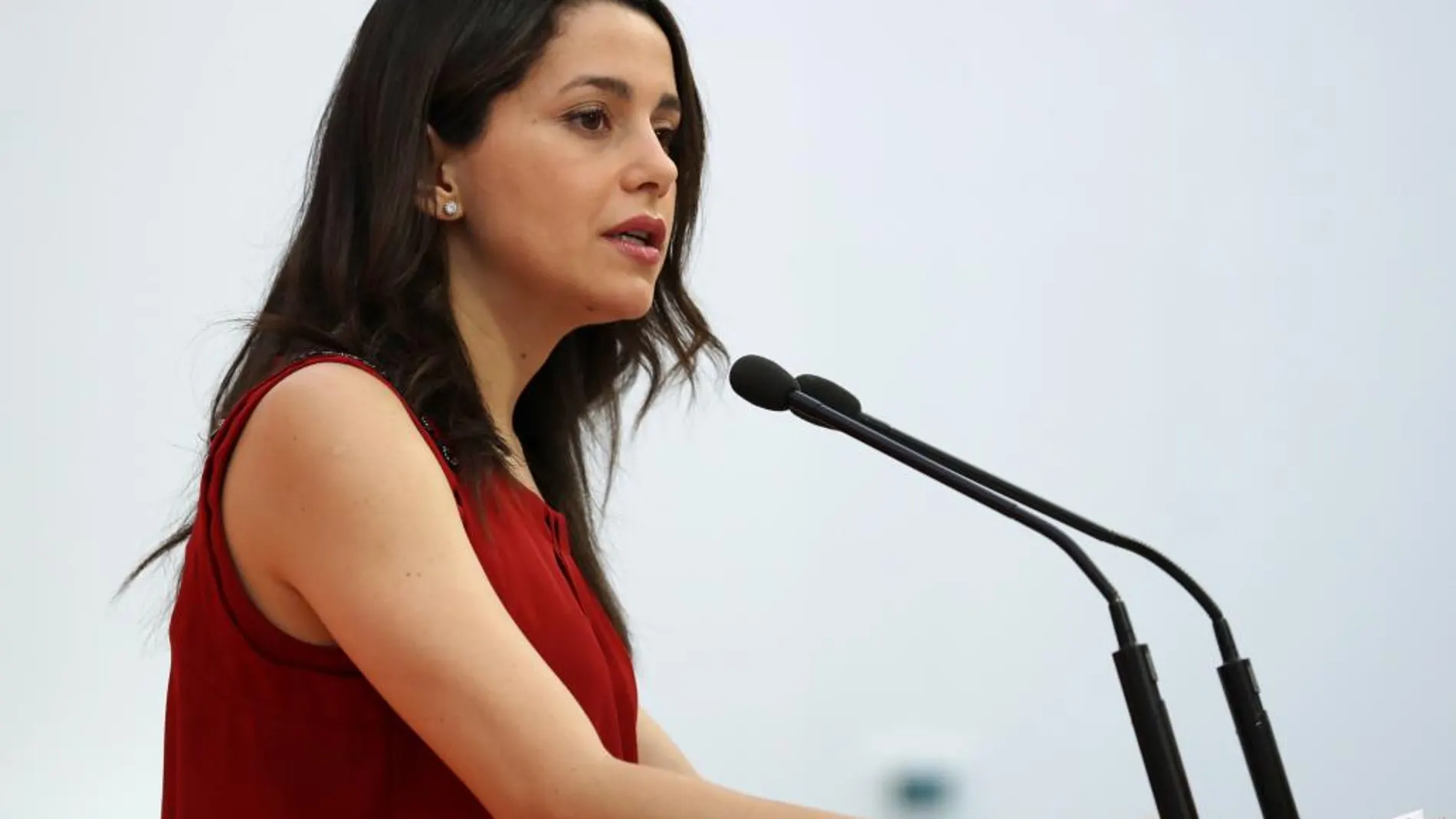 Inés Arrimadas, durante la rueda de prensa celebrada en la sede del partido en Madrid