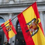 Banderas franquistas en la Plaza de Oriente