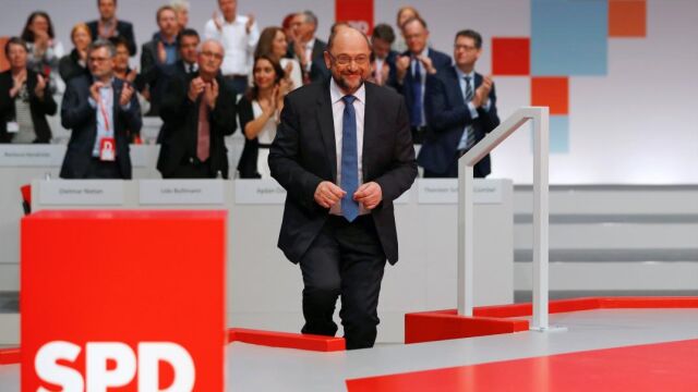 El líder del SPD, Martin Schulz, ayer, en la convención del partido en Berlín