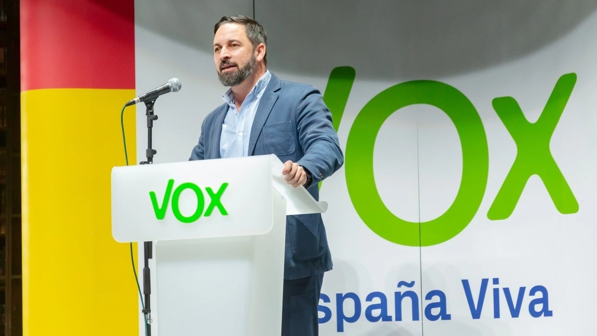El presidente de Vox, Santiago Abascal, en la Asamblea General del partido