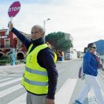 José María Gracia, «el hombre semáforo» de Quinto, en Zaragoza / Foto: Zafarache