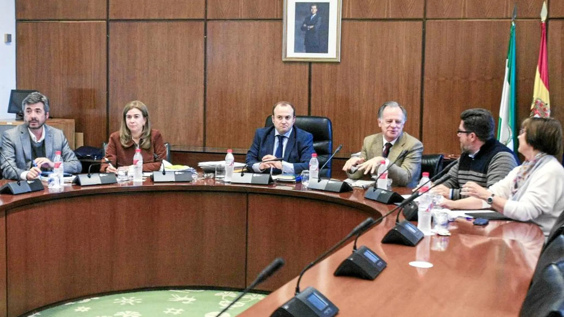 Los miembros de la comisión de investigación se reunieron ayer en el Parlamento andaluz