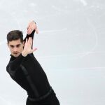 El español Javier Fernández compite en el programa corto individual masculino en los Campeonatos de Europa de patinaje artístico que se celebran este jueves en Minsk (Bielorrusia)