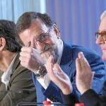 El presidente del Gobierno, Mariano Rajoy, ayer durante la reunión con la dirección regional del PP de Murcia