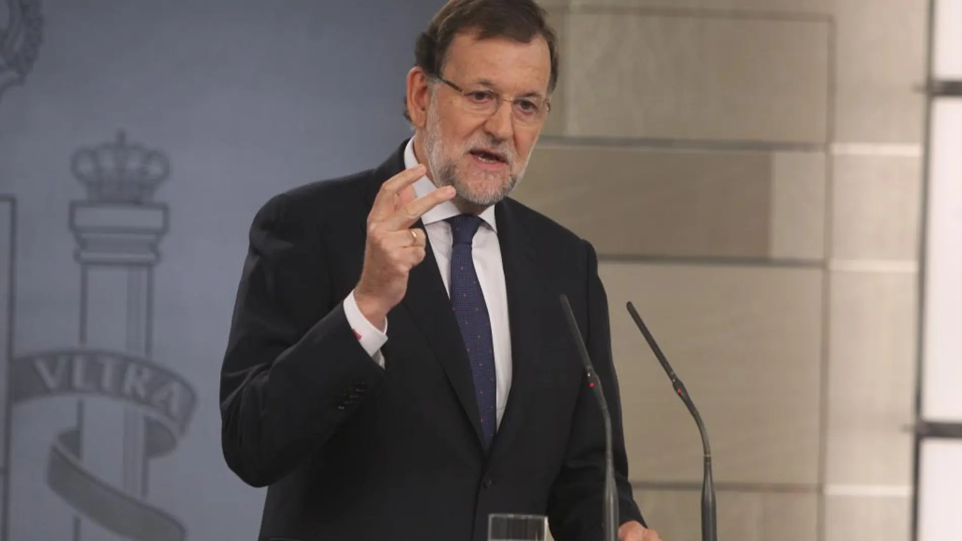 Rajoy durante su intervención para valorar las elecciones catalanas