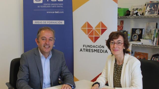 Jorge Calderón (U-tad) y Carmen Bieger (Fundación Atresmedia)
