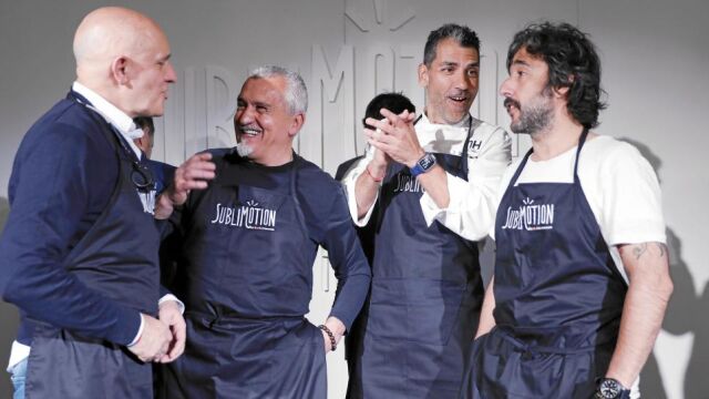 De izda. a dcha., Toño Pérez, Paco Torreblanca, Paco Roncero y Diego Guerrero participan en la nueva edición del «performance gastronómico