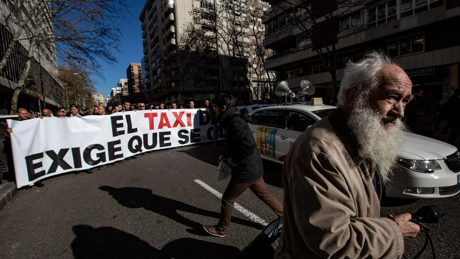 Huelga de taxistas en Madrid este mes de enero. Foto: Gonzalo Pérez