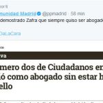 La indignación del PP de Madrid con César Zafra (C’s) llega a Twitter