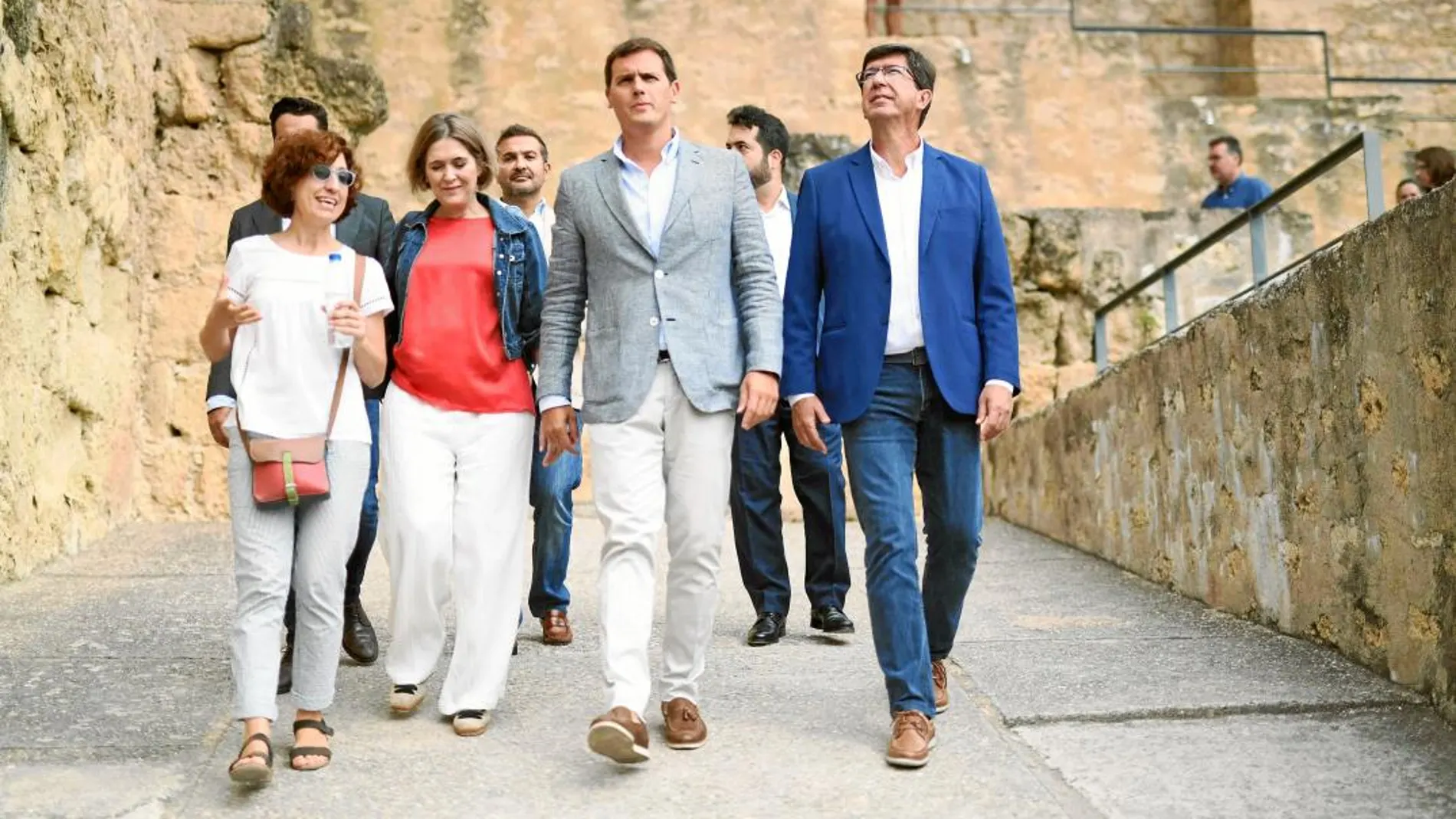 Albert Rivera junto a Juan Marín, ayer en Córdoba, donde dio por roto el pacto con Ciudadanos