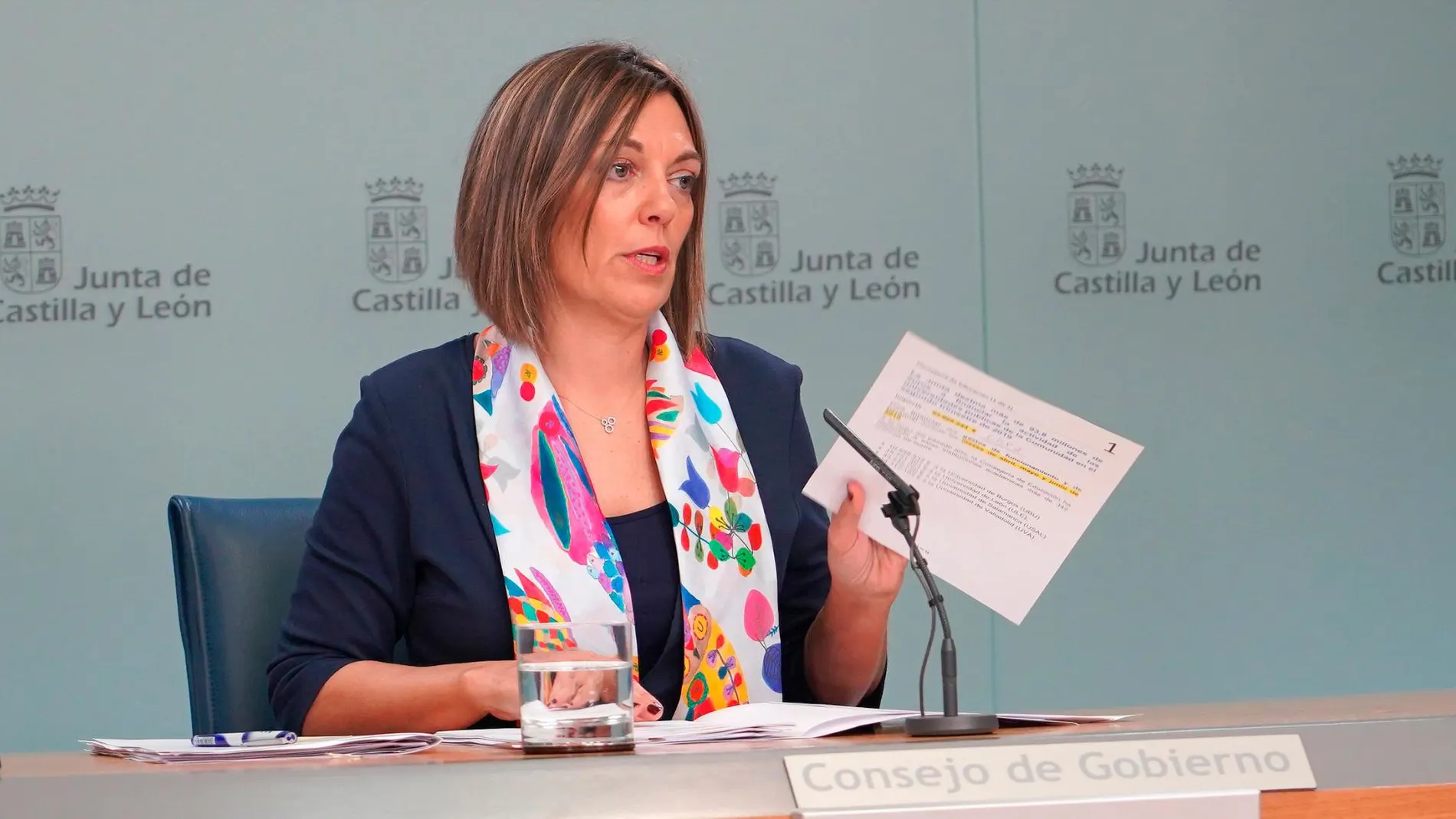 La consejera y portavoz de la Junta de Castilla y León, Milagros Marcos, comparece tras el Consejo de Gobierno