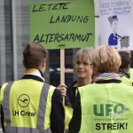 Protesta del personal de cabina de Lufthansa en el aeropuerto de Duesseldorf