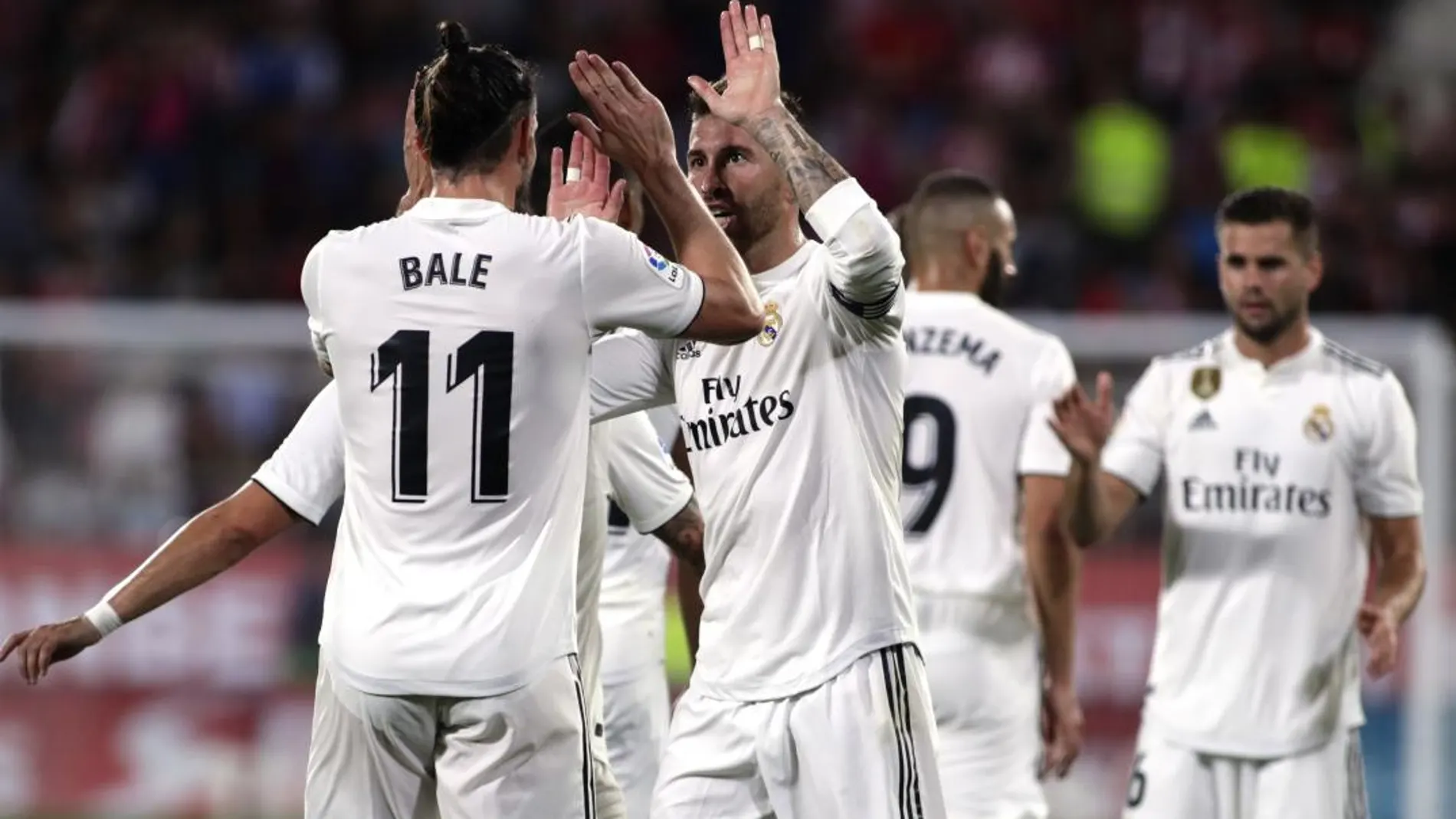 Bale celebra la consecución del tercer tanto del Madrid