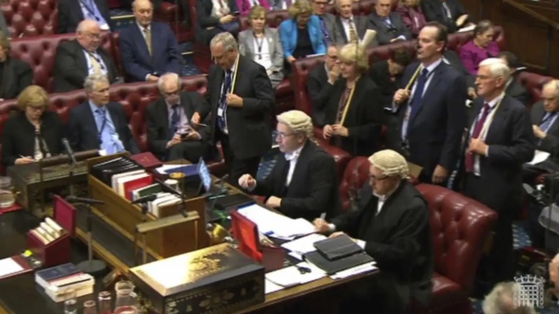 Imagen de video de la Cámara de los Lores anunciando el resultado de la votación