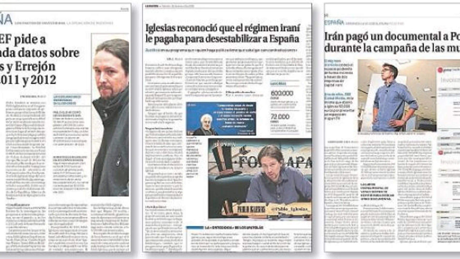 LA RAZÓN ya publicó que la UDEF pidió a Hacienda datos sobre Iglesias y Errejón en los años 2011 y 2012 y que Irán pagó un documental a Podemos durante la campaña electoral de las elecciones municipales de 2015