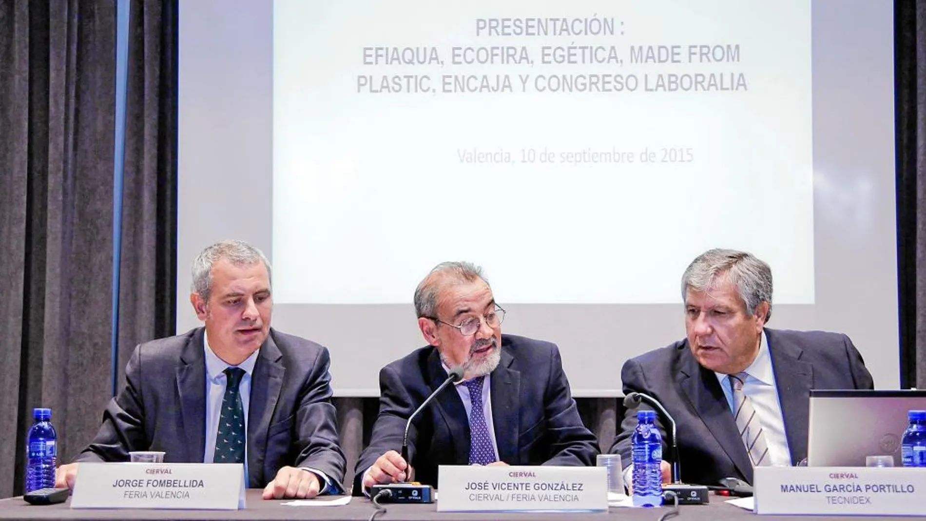 González, ayer durante la presentación de las ferias Efiaqua, Ecofira, Egética, Made from Plastic, Encaja y Laboralia