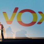 El Secretario General de Vox, Javier Ortega Smith, durante su participación ayer en un mitin en los cines Goya de Puerto Banus en Marbella.. EFE/ALF