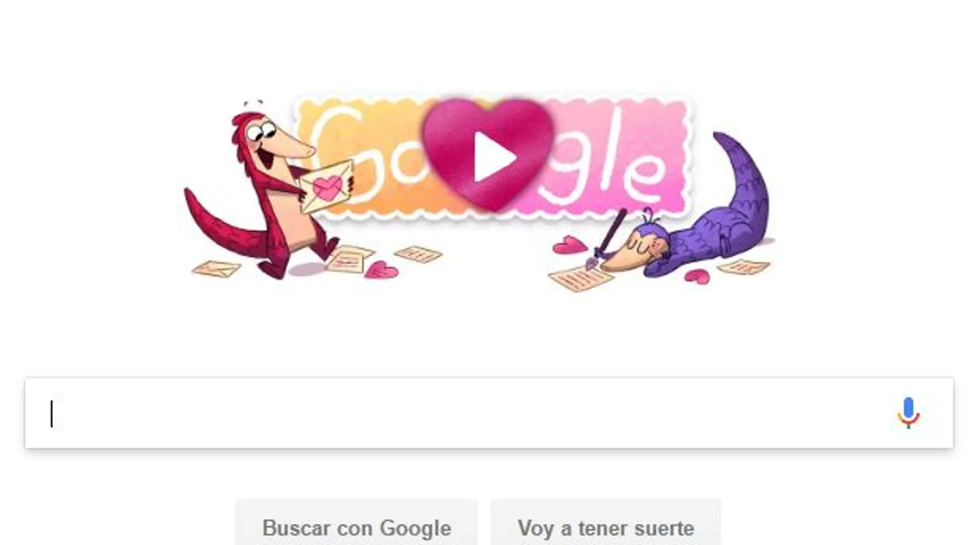 El doodle dedicado a San Valentín