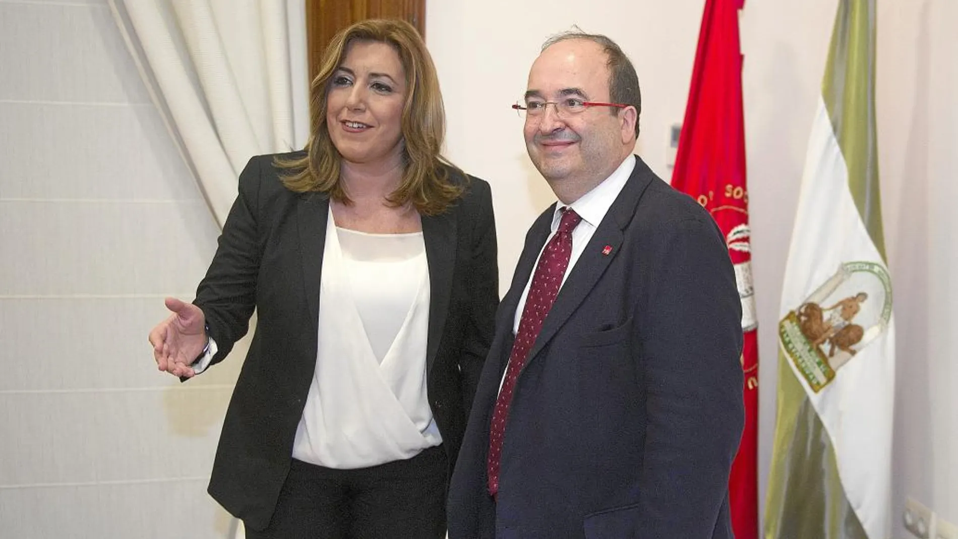 La presidenta de la Junta de Andalucía, Susana Díaz, y el primer secretario del PSC, Miquel Iceta, ayer durante su reunión en Sevilla