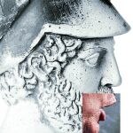 DE AYER Y HOY Montaje con una escultura de Pericles y la boca de Donald Trump