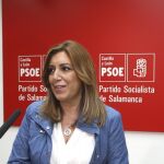 La presidenta de la Junta, Susana Díaz, ayer en una sede socialista de Salamanca