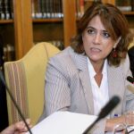 Dolores Delgado, durante la reunión de la Mesa de Retribuciones que ha presidido esta tarde en Madrid. EFE/Zipi