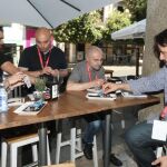 El jurado, compuesto por Fernando Martín, Koldo Kortabitarte, Francisco Almarza y Chary Serrano, cata uno de los pinchos en la modalidad Postre