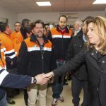 La presidenta de la Junta, Susana Díaz, visitó a los mineros en el encierro de marzo del año pasado