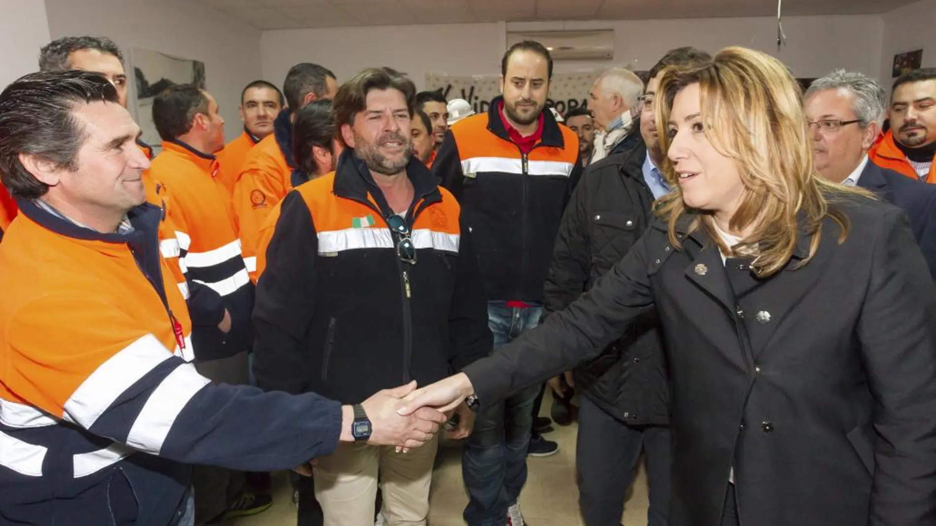 La presidenta de la Junta, Susana Díaz, visitó a los mineros en el encierro de marzo del año pasado