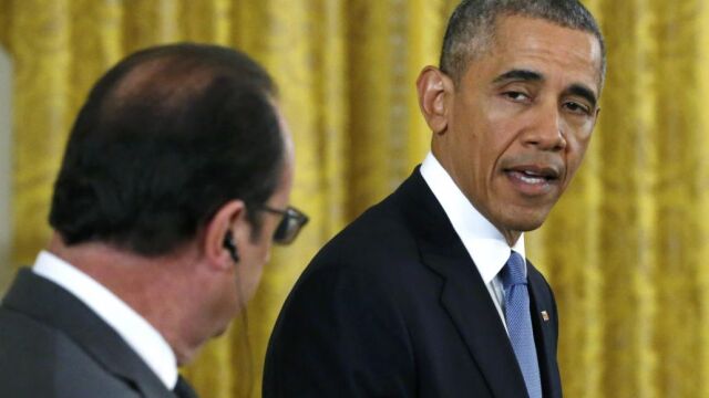 Obama, este martes en su reunión con el presidente francés, Francois Hollande
