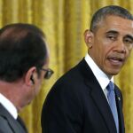 Obama, este martes en su reunión con el presidente francés, Francois Hollande