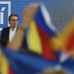 Artur Mas durante el acto del PDeCAT que da inicio hoy a su campaña por el 'sí' a la independencia