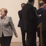 Angela Merkel a su llegada al encuentro