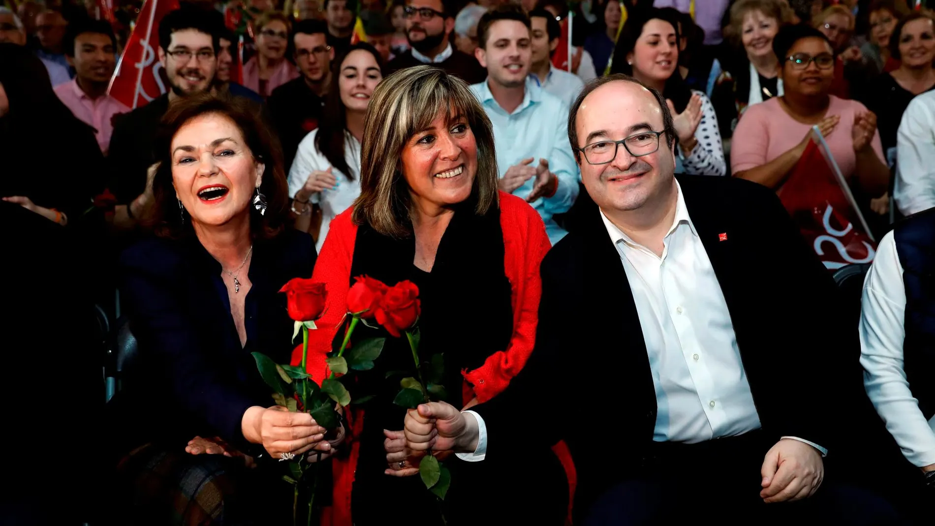 Miquel Iceta en el acto de proclamación de la candidata a la reelección como alcaldesa de L’Hospitalet de Llobregat, Nuria Marín