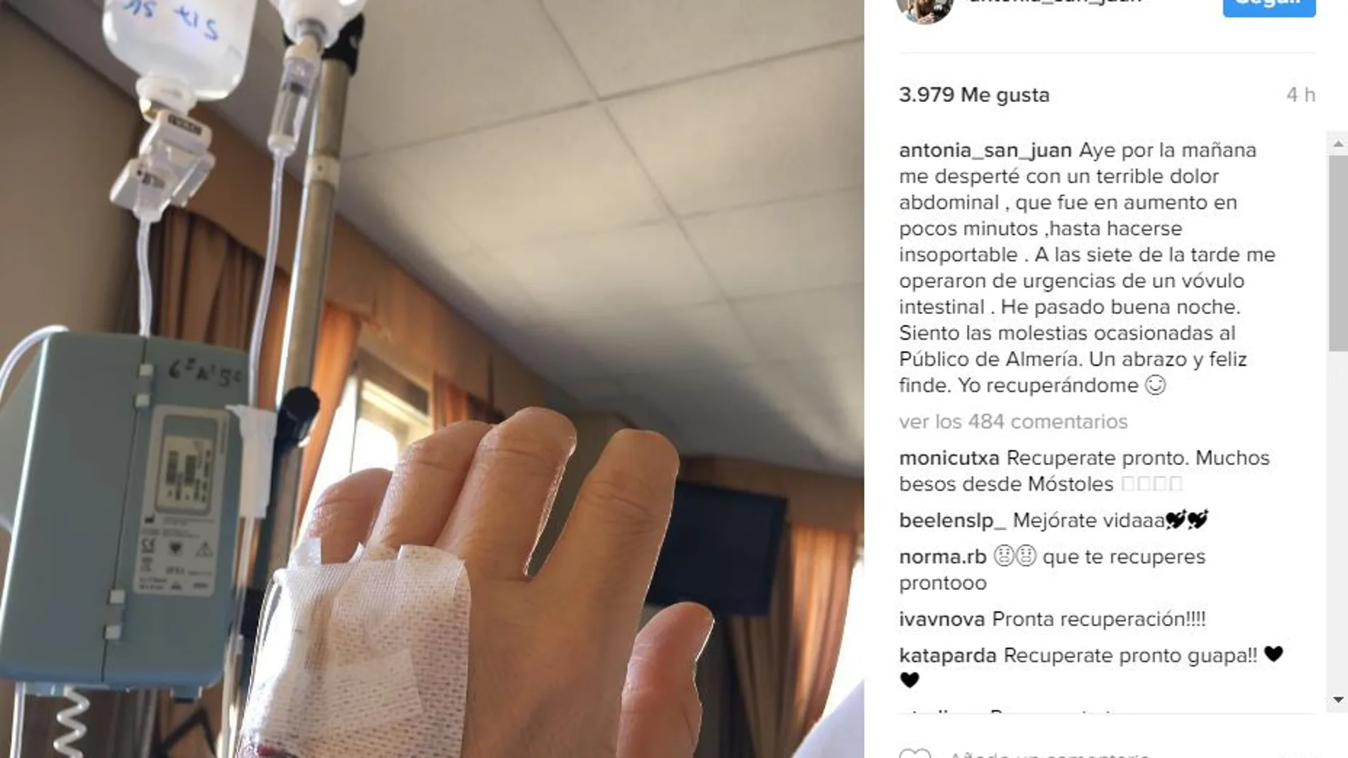 Antonia San Juan, operada de urgencia por un problema intestinal