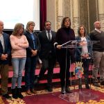 La presidenta de la Diputación, Ángeles Armisén, acompañada de los miembros de la institución, presenta el balance de legislatura en materia de atención a municipios