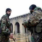 Fuerzas leales al presidente sirio Bashar al-Assad, en la mezquita de Umayyad, en Alepo.