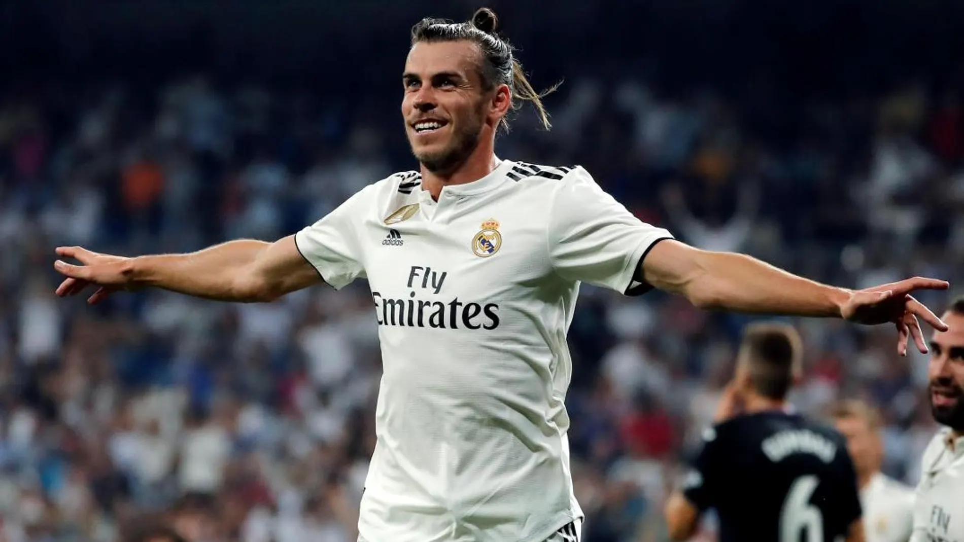 Gareth Bale celebra su gol, primero del equipo ante el Leganés. EFE//Kiko Huesca