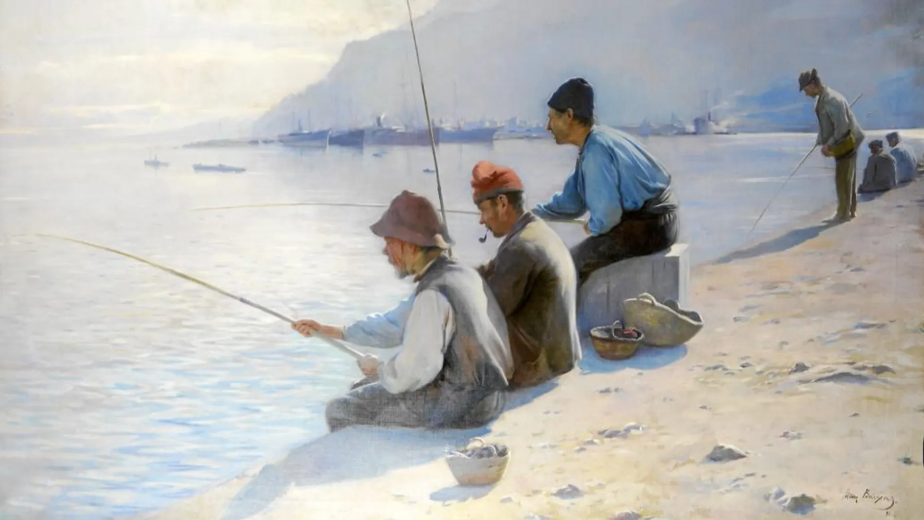 «Pescadores en el Puerto de Barcelona», una obra maestra de Joan Baixas realizada en 1898