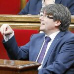 Puigdemont, ayer, en el Parlament de Cataluña